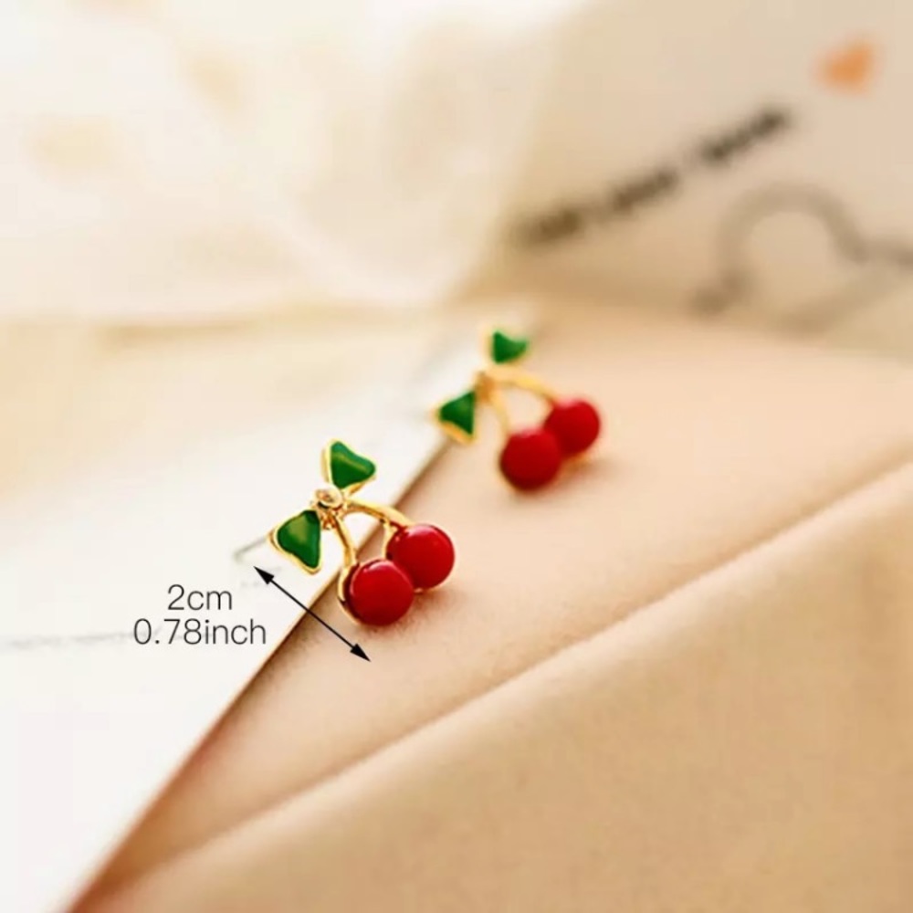 retro style cherry pearl earrings NEW - Picture 2 of 4